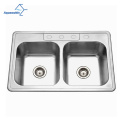 Aquacubic 33" drop in top mount stainless steel double bowl Bar and RV Stainless Steel Sink